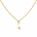 Necklace | 18K Gold - Anchor Chain with Pearl - W 2mm - L 45+5cm - Women's