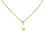 Halskette | 18K Gold - Ankerkette mit Perle - B 2mm - L 45+5cm - Damen