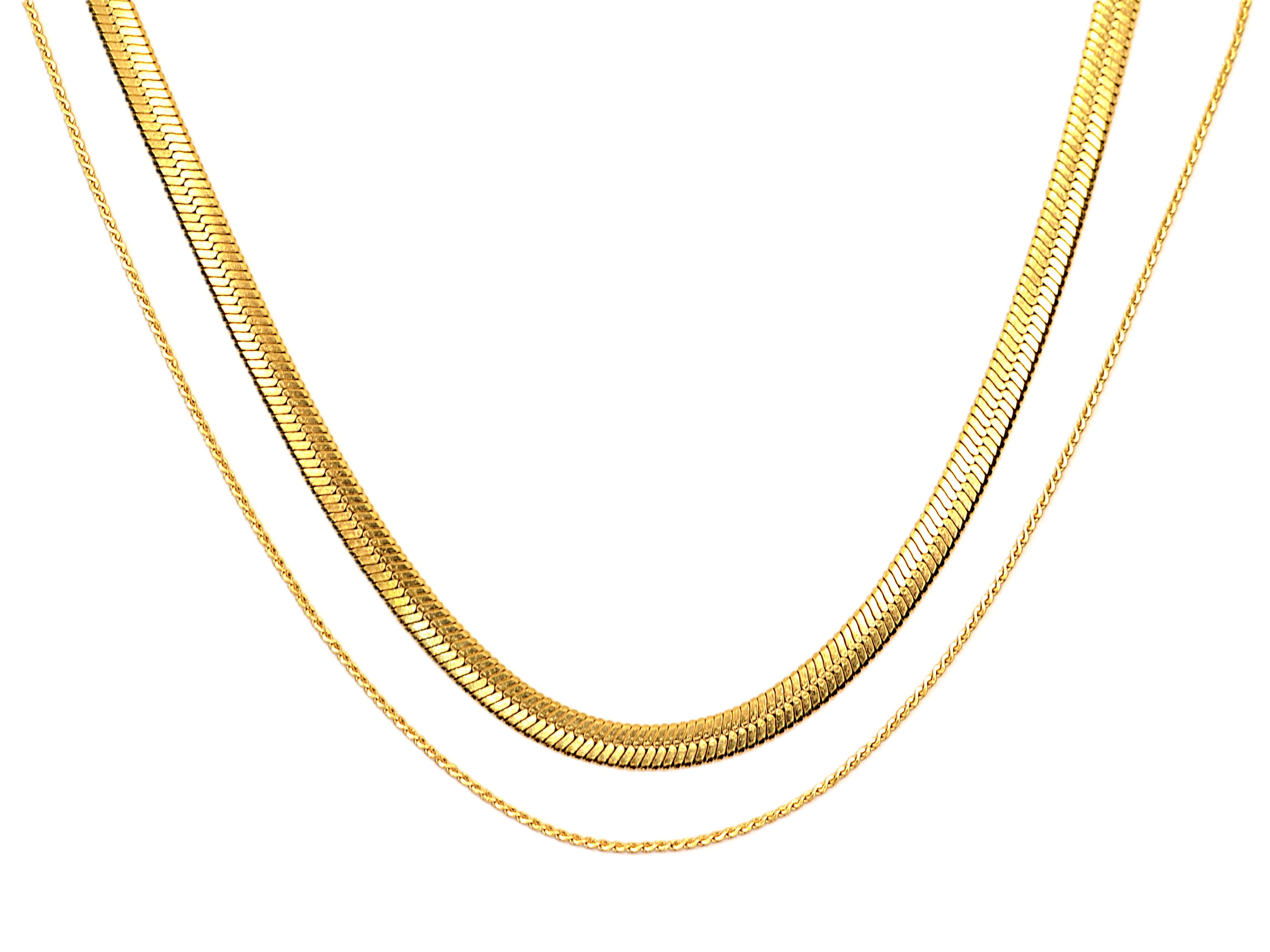 Halskette | Gold - Double Snake Chain - B 4 mm / 1mm - L 40+5cm - Damen