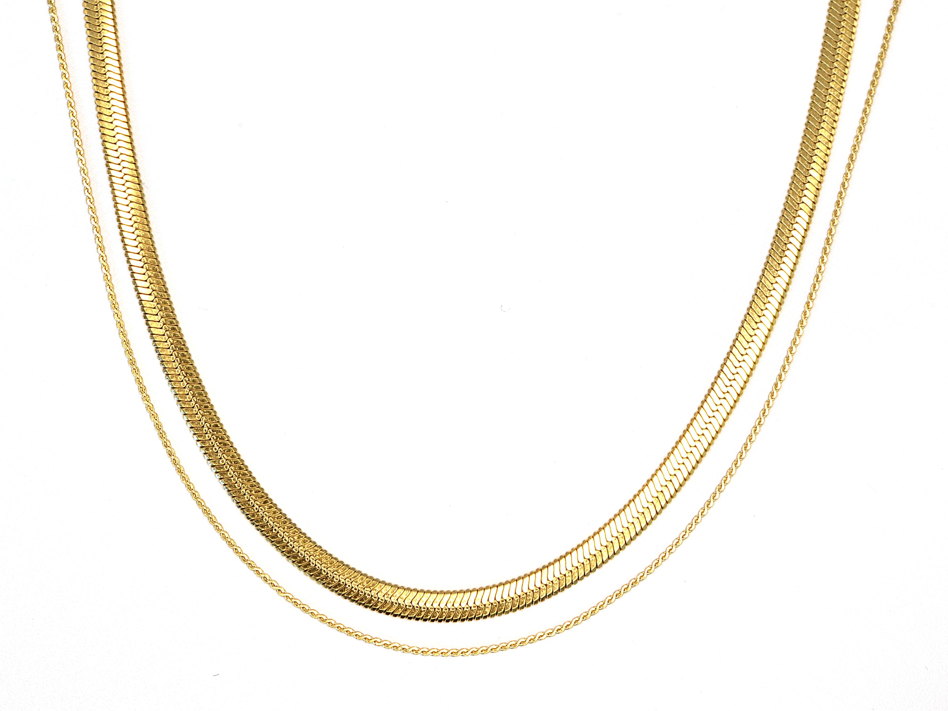 Halskette | Gold - Double Snake Chain - B 4 mm / 1mm - L 40+5cm - Damen
