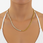 Halskette | 18K Gold - Tennis-Cuban - B 3,5mm - L 45+5cm - Damen