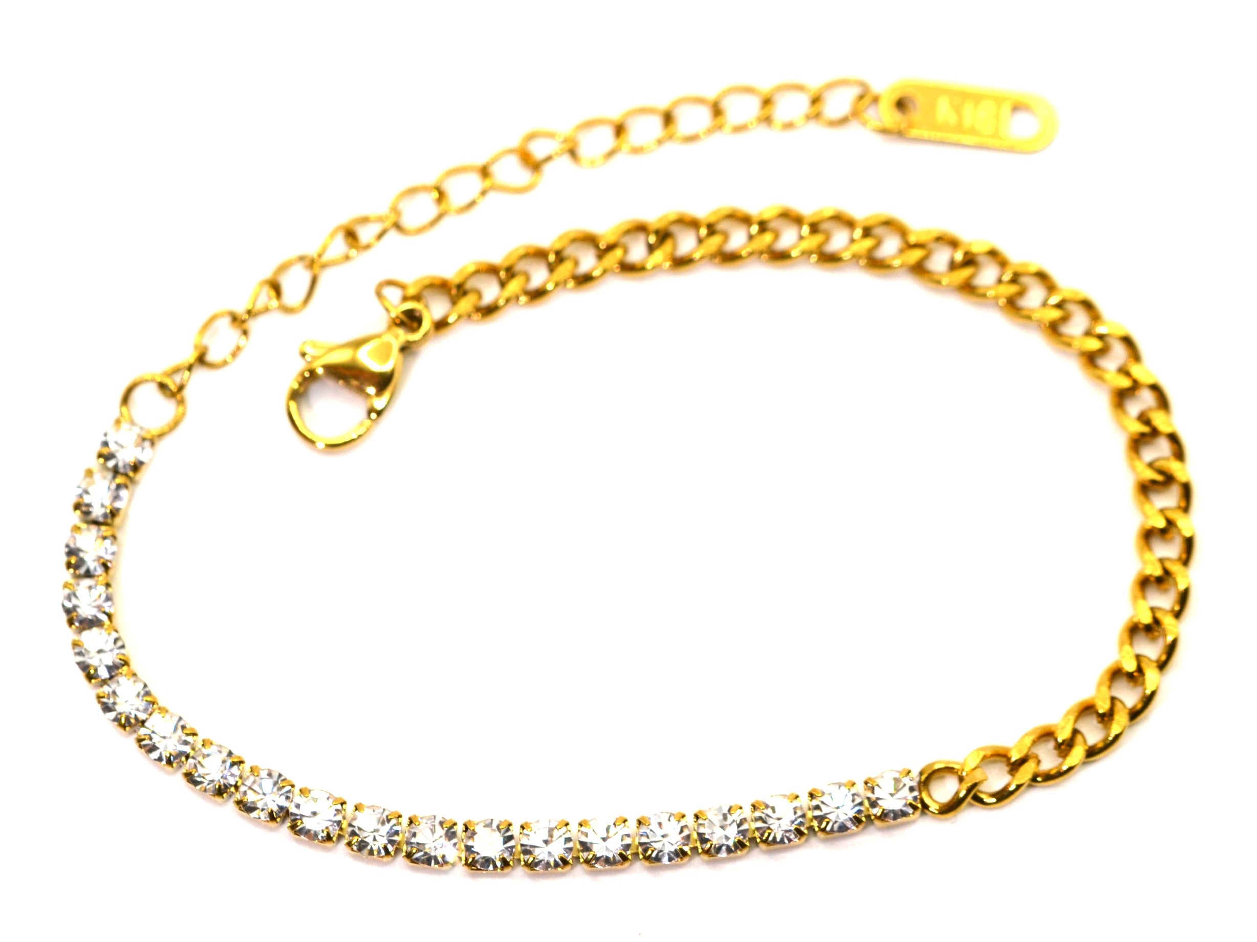 Armkette mit Zirkon - Gold - Tennis-Armband - B 3,5mm - Damen