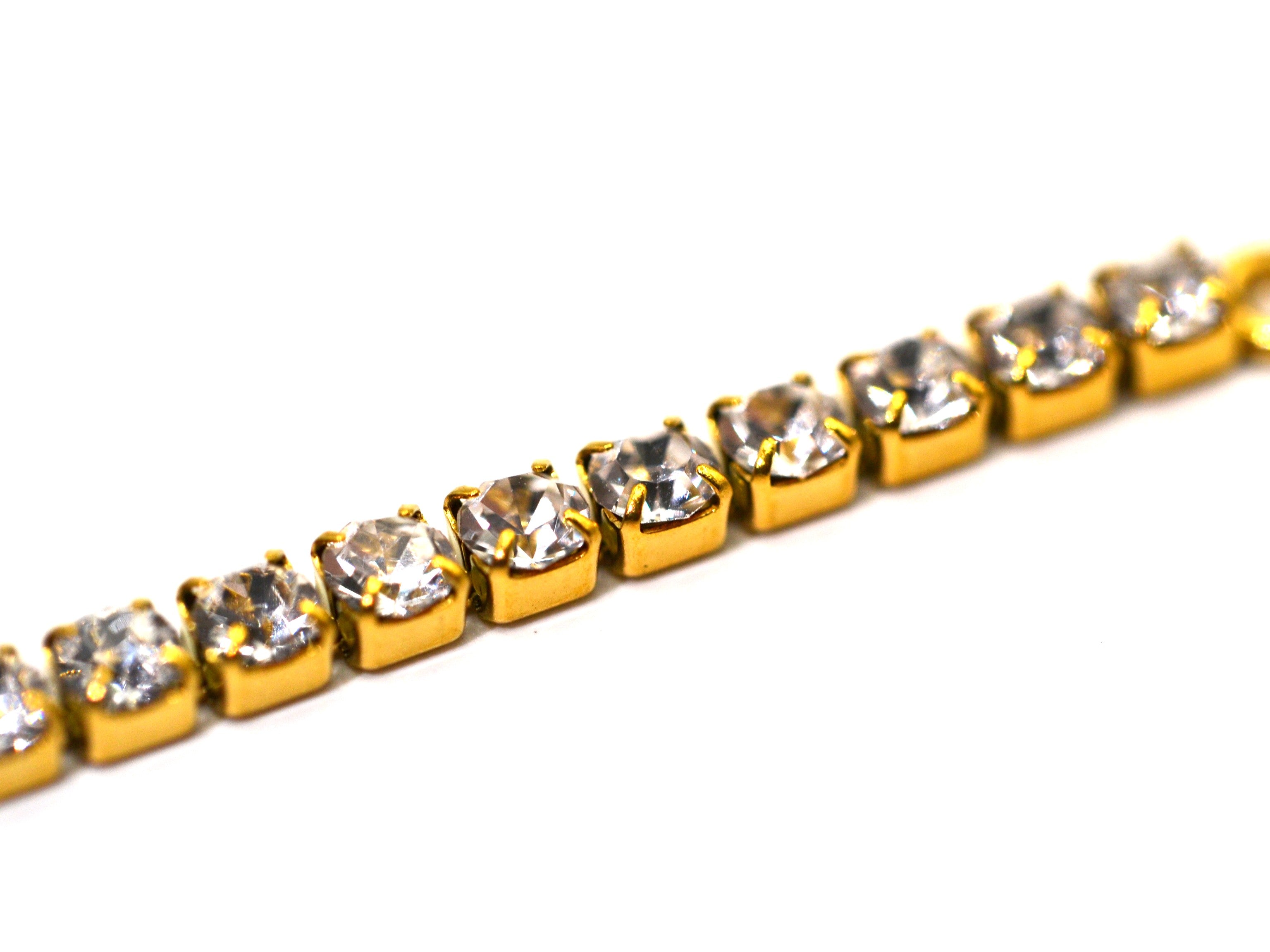 Armkette mit Zirkon - Gold - Tennis-Armband - B 3,5mm - Damen