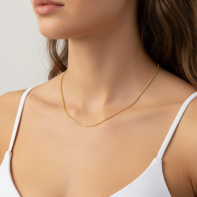 Halskette | 18K Gold - Ankerkette - B 3mm - L 43+5cm - Damen