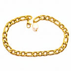 Anklet | 18K Gold - Figaro - Baroque Pearl - W 8mm - L 29cm - Women's