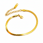 Anklet | Gold - Snake Chain - W 3mm - L 16.5 + 5cm - Women's