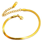 Anklet | Gold - Snake Chain - W 3mm - L 16.5 + 5cm - Women's
