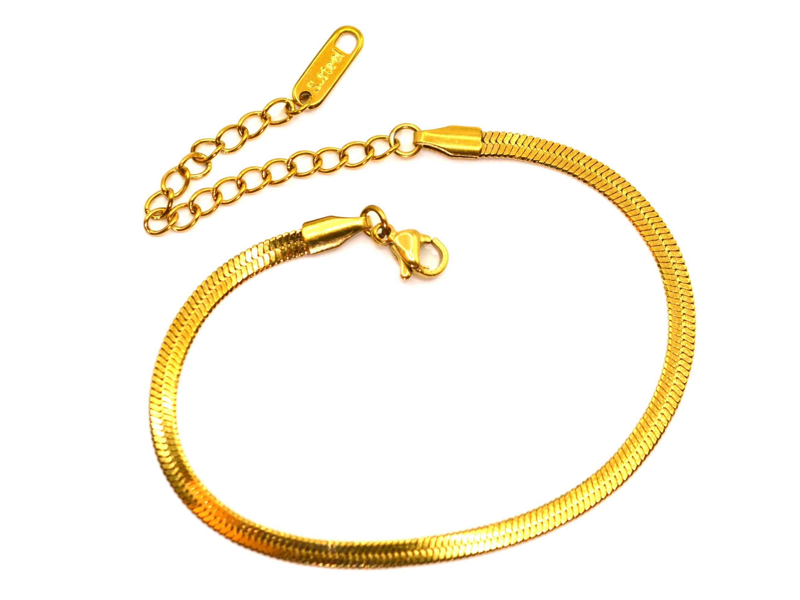 Fußkette - Gold - Schlangenkette - B 3mm - Damen
