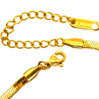 Anklet | Gold - Snake Chain - W 3mm - L 16.5 + 5cm - Women's