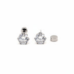 Stud Earrings | Silver - Zircon Studs - W 6mm - Unisex