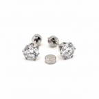 Stud Earrings | Silver - Zircon Studs - W 4mm - Unisex