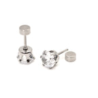 Stud Earrings | Silver - Zircon Studs - W 6mm - Unisex