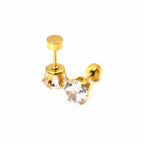 Stud Earrings | 18K Gold - Zircon Studs - W 4mm - Unisex