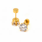 Stud Earrings | 18K Gold - Zircon Studs - W 4mm - Unisex