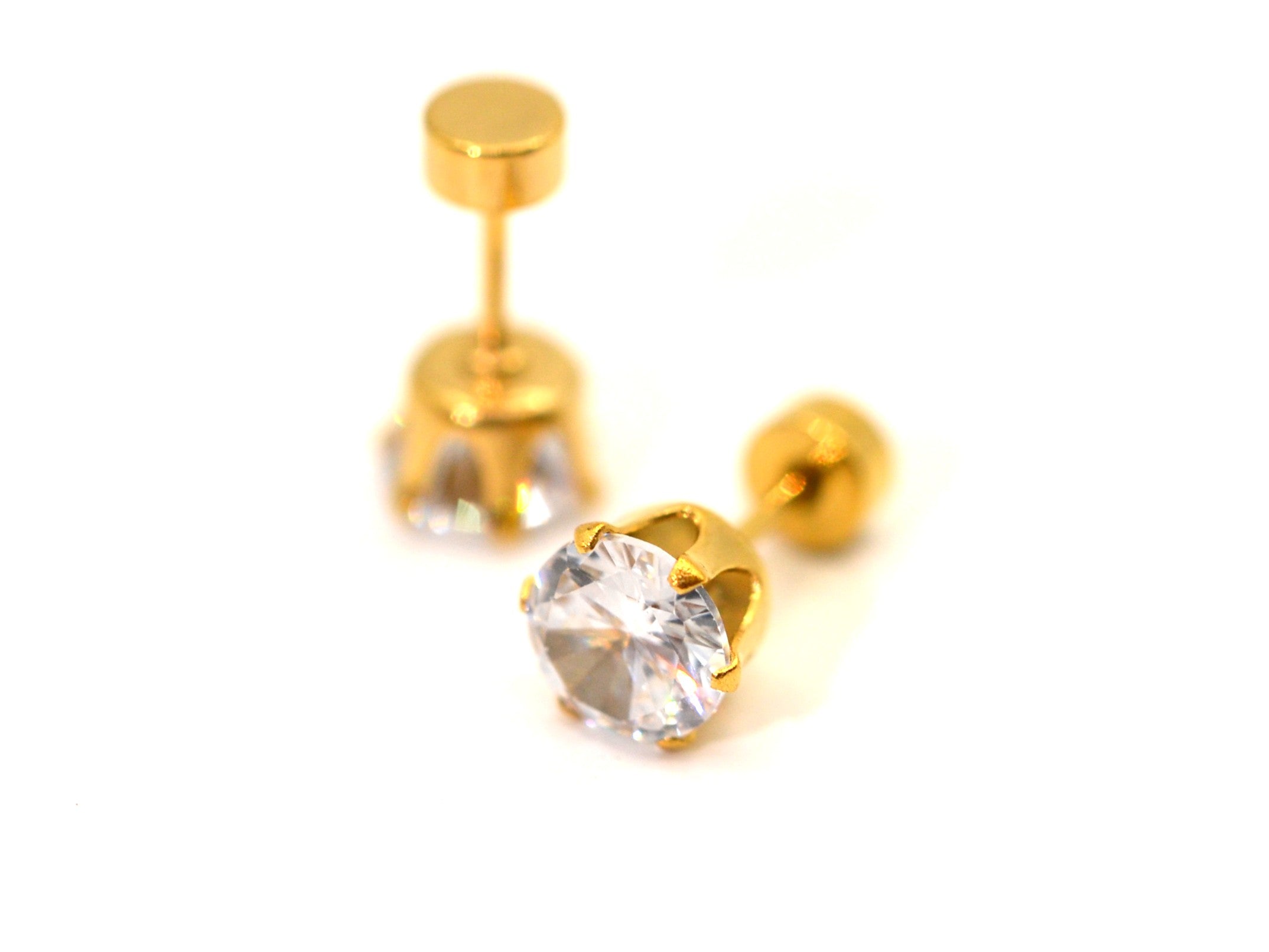 Ohrstecker mit Stein - 18K Gold - 4mm - Zirkon - Unisex