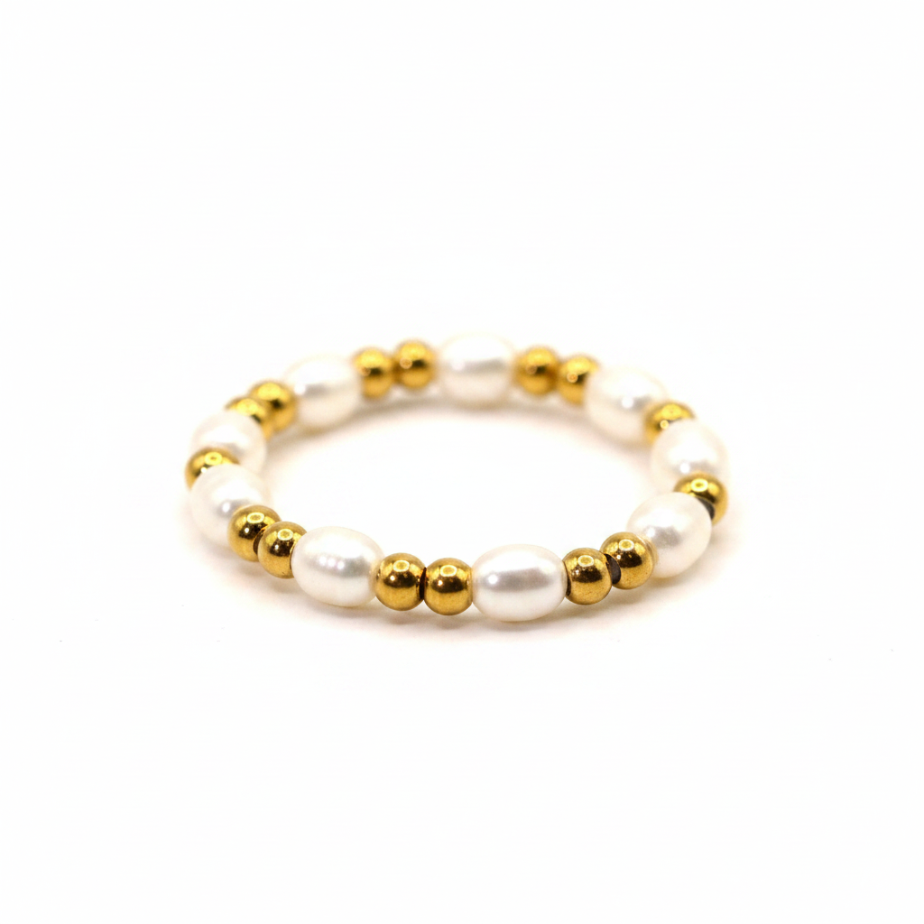Ring | Süßwasserperlen - Stretch - B 4mm - Damen