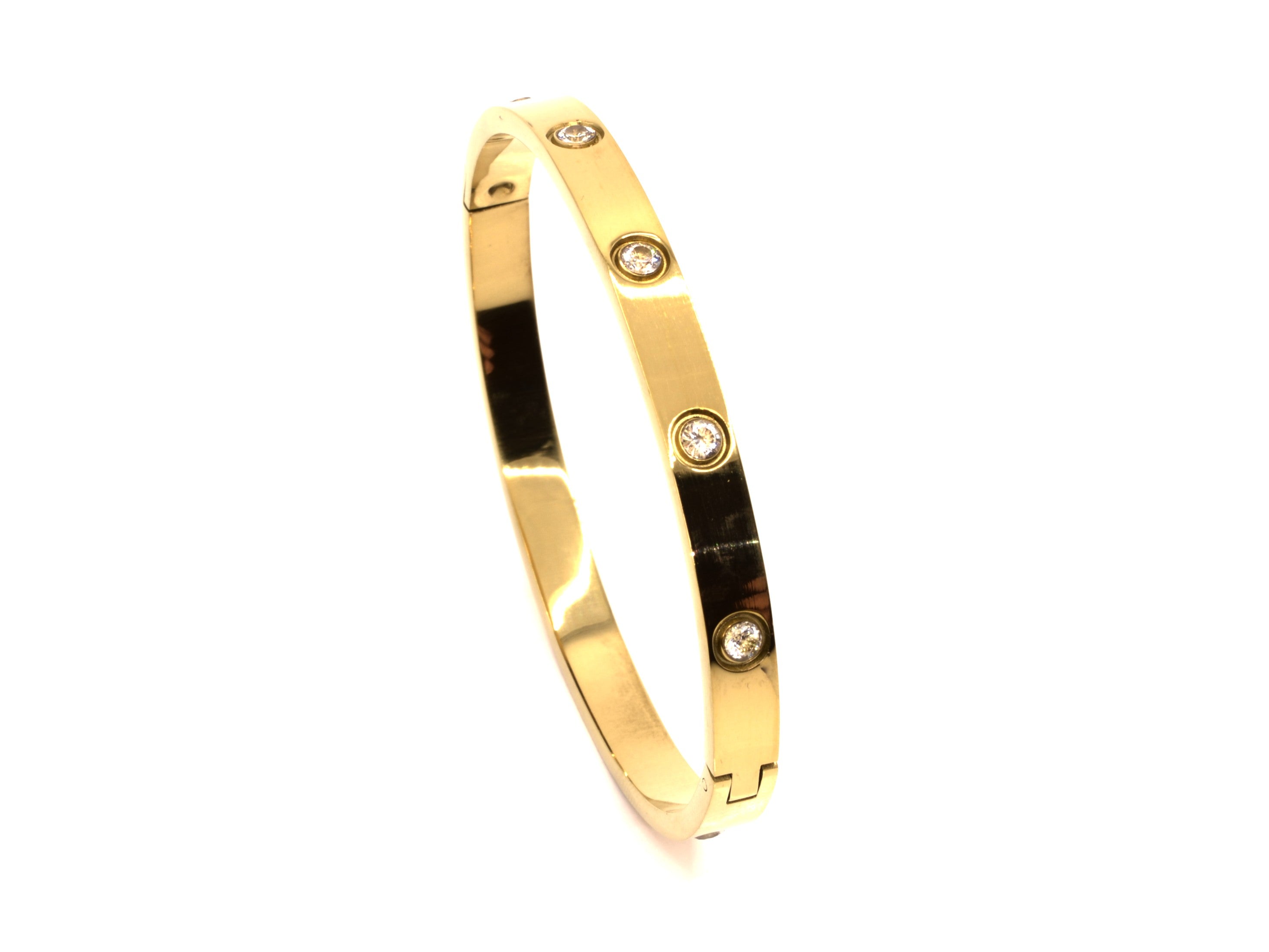 Armreif mit Zirkon - 18K Gold - B 6mm - Damen