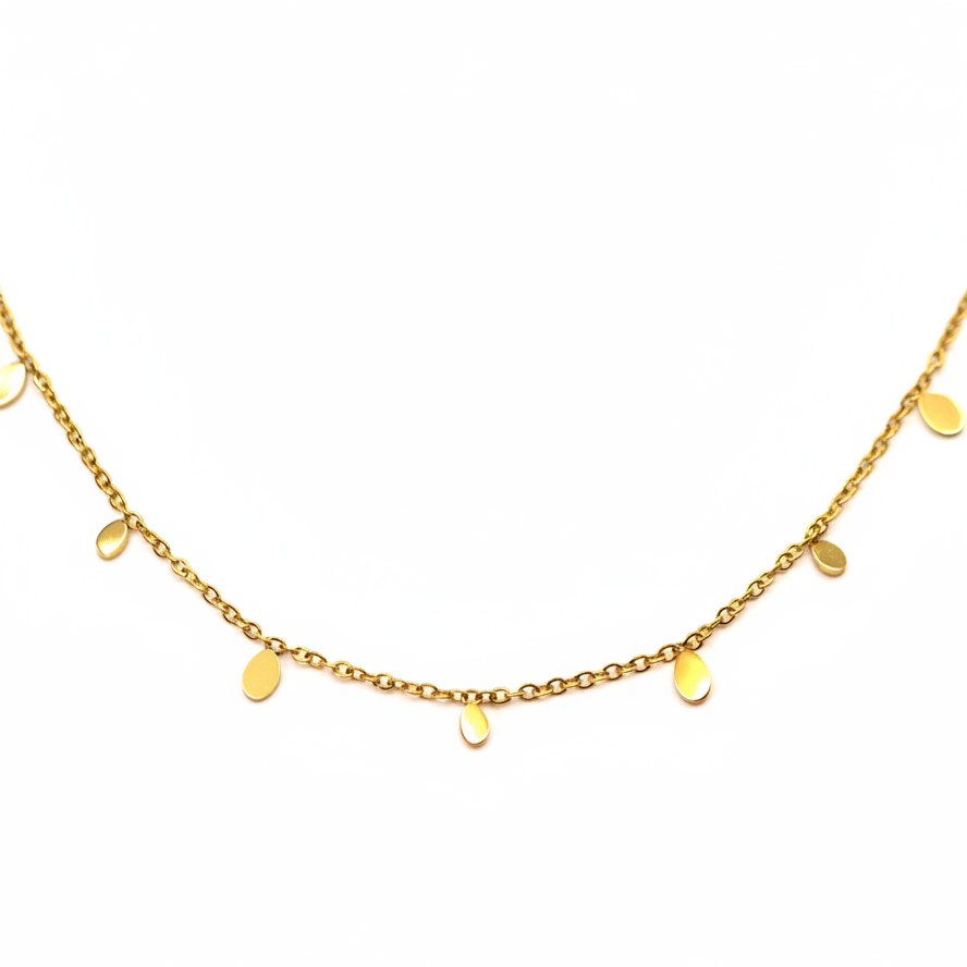 Halskette | Gold - Ankerkette - Dangle-Drop - B 1mm - L 40+5cm - Damen