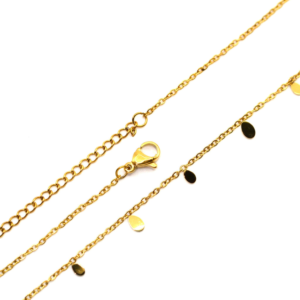 Halskette | Gold - Ankerkette - Dangle-Drop - B 1mm - L 40+5cm - Damen