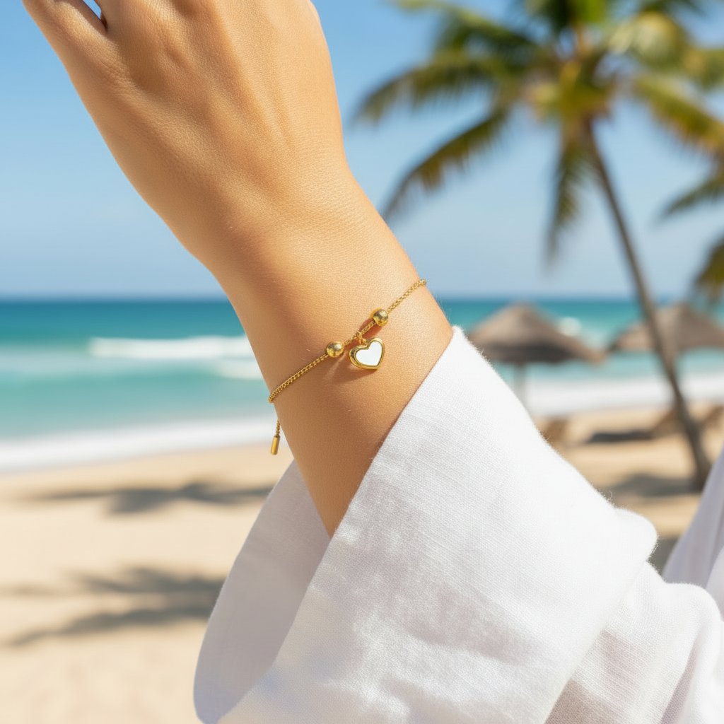 Armband | Gold - Charm - Herz - B 1mm - L max. 22cm - Damen