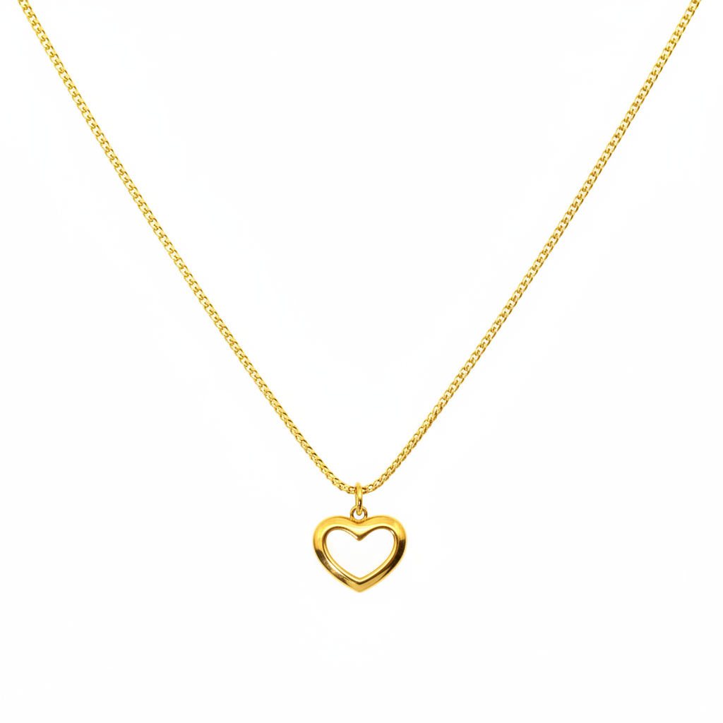 Necklace | Gold - Solitaire - Heart - W 1mm - L 40+5cm - Women