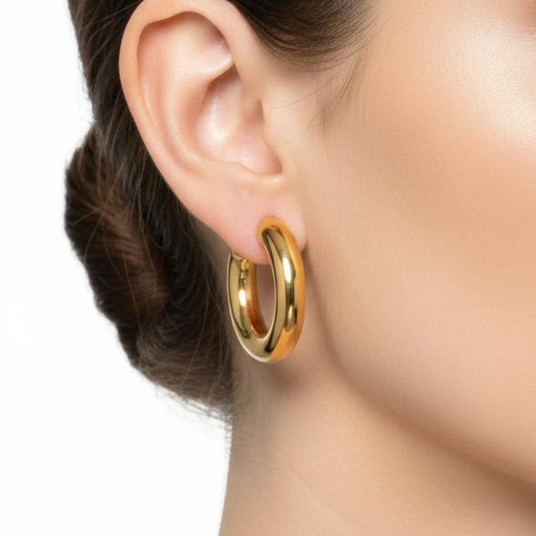 Creolen | 18K Gold - Open Hoops - 25mm - Damen