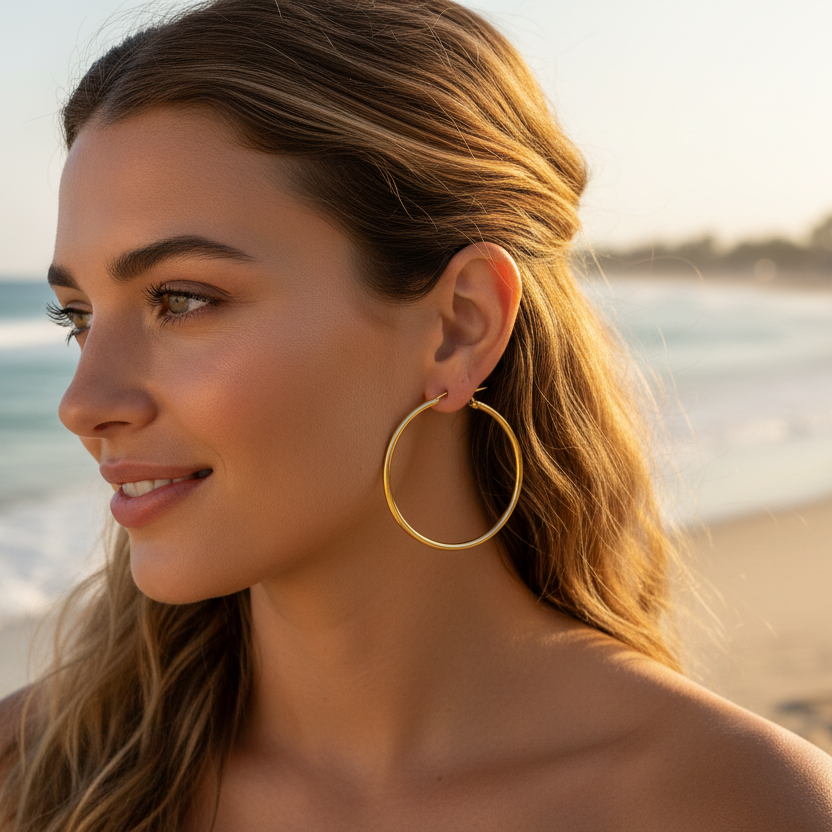 Creolen | 18K Gold - Classic Hoops - 45mm - Damen