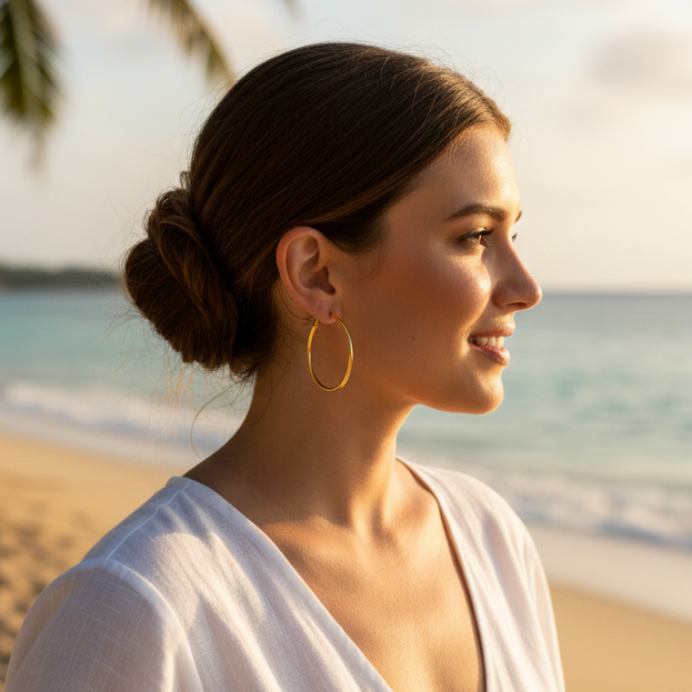 Creolen | 18K Gold - Classic Hoops - 45mm - Damen