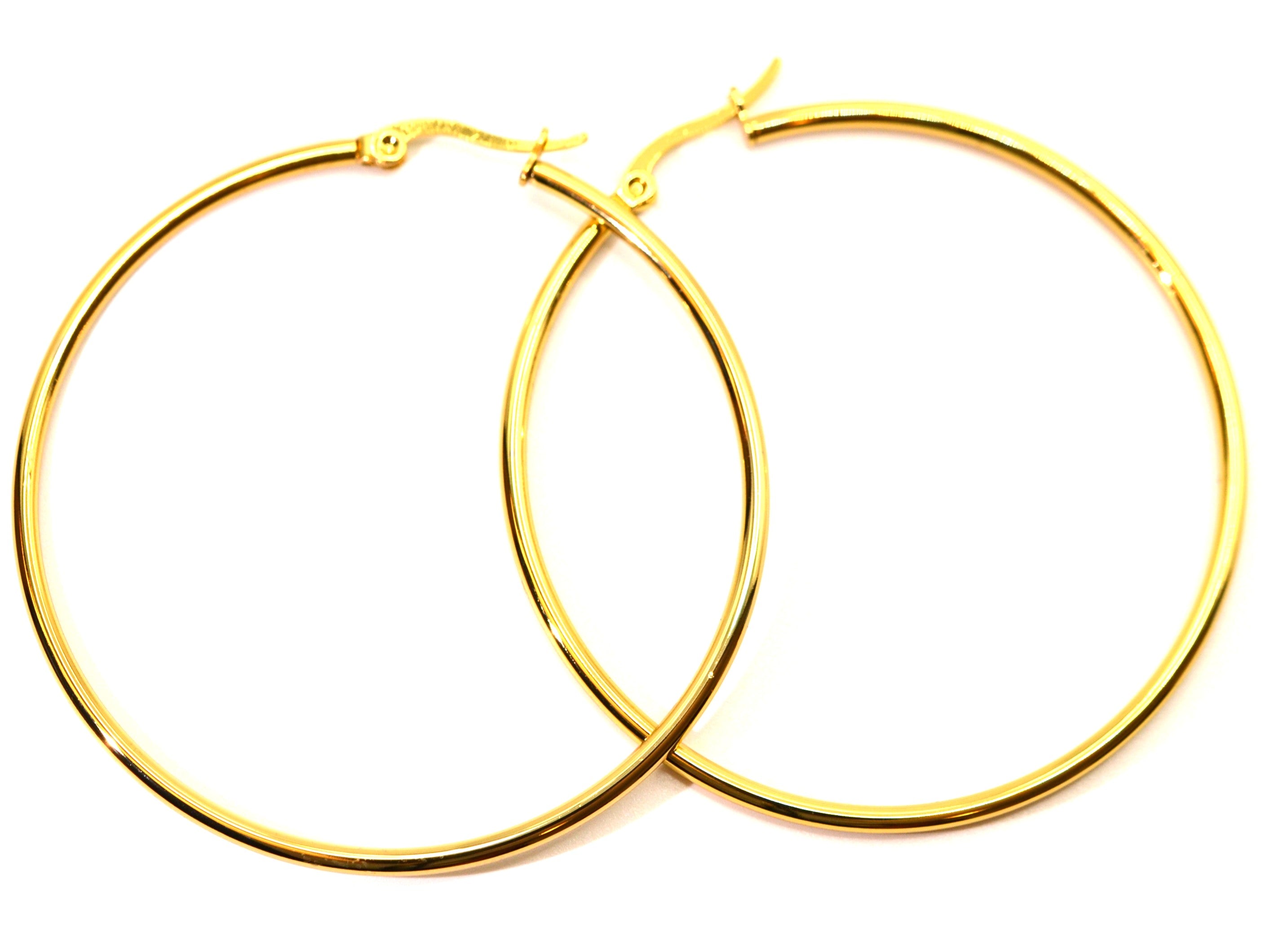 Creolen - 18K Gold - 55mm - Ohrringe - Damen