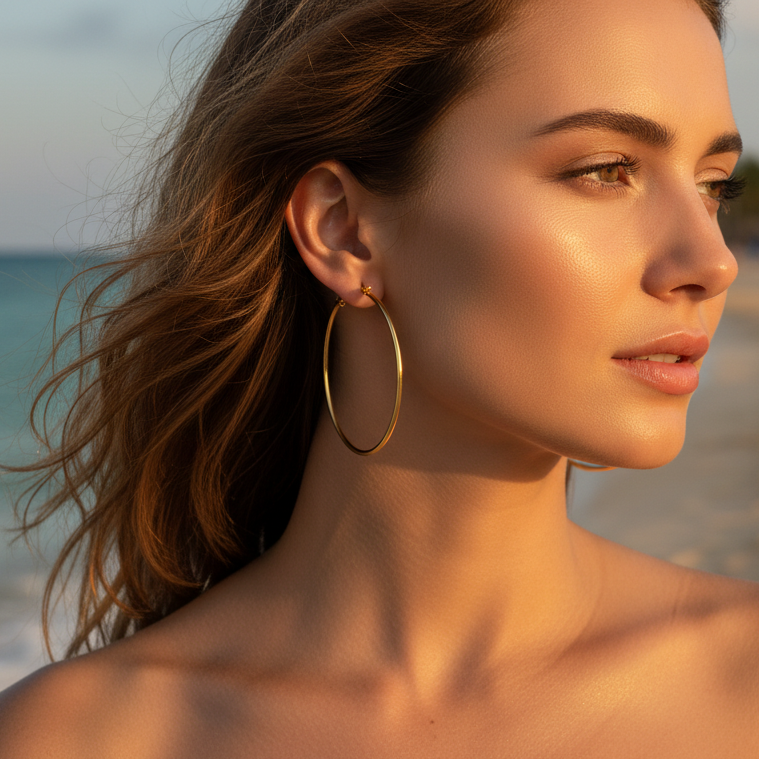 Creolen | 18K Gold - Statement Hoops - 55mm - Damen