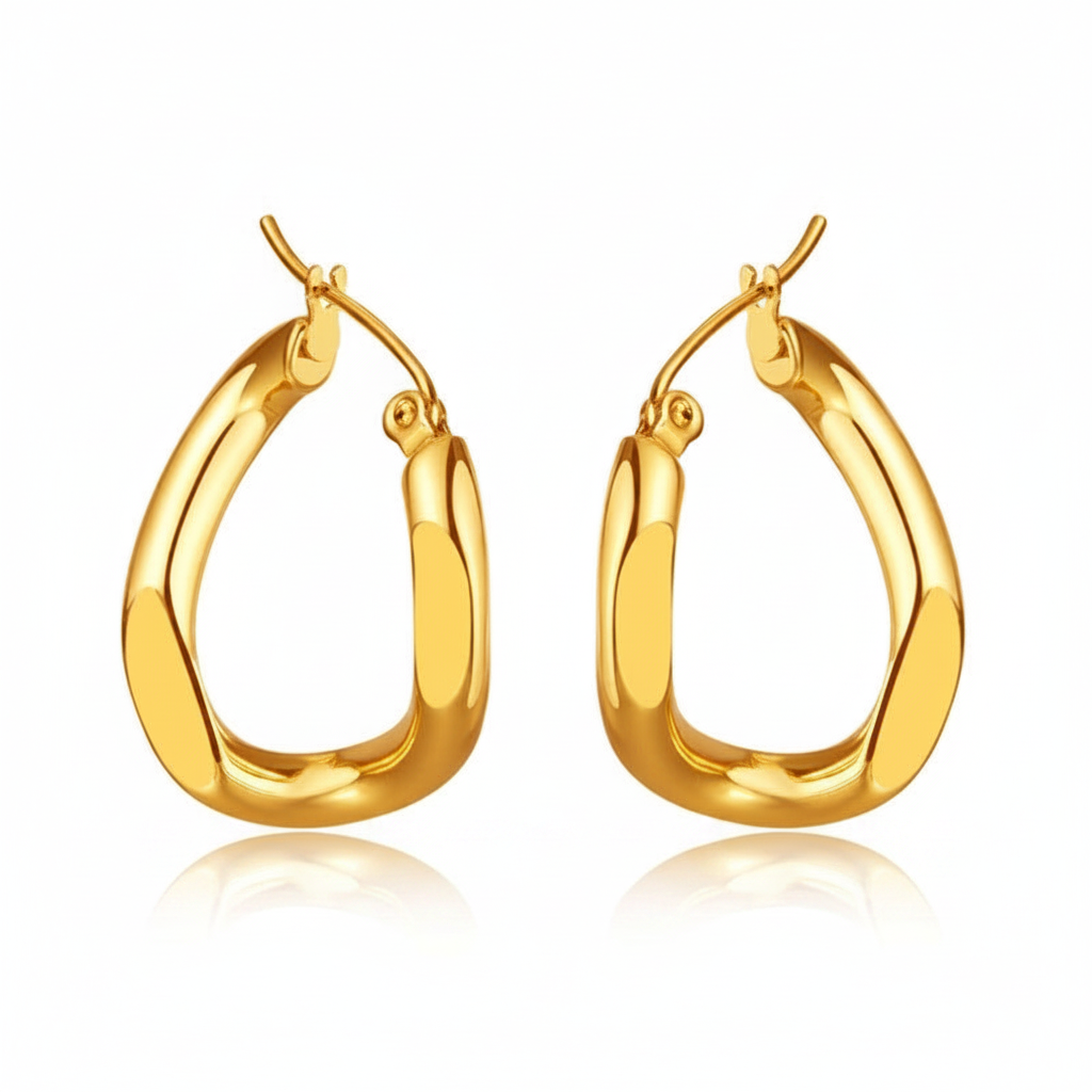 Creolen | 18K Gold - Twist Hoops - 22mm - Damen
