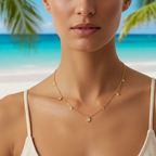 Necklace | 18K Gold - Cable Chain - Dangle Zircon - L 41+5cm - Women's