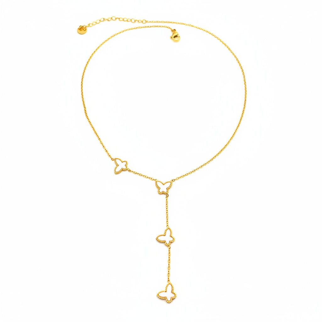 Halskette | Gold - Ankerkette - Layered-Butterfly - L 40+5cm - Damen