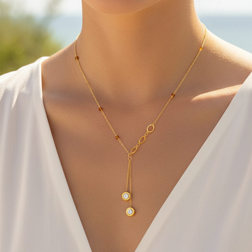 Halskette | Gold - Ankerkette - Layered-Drop - B 1,2mm - L 41+5cm - Damen