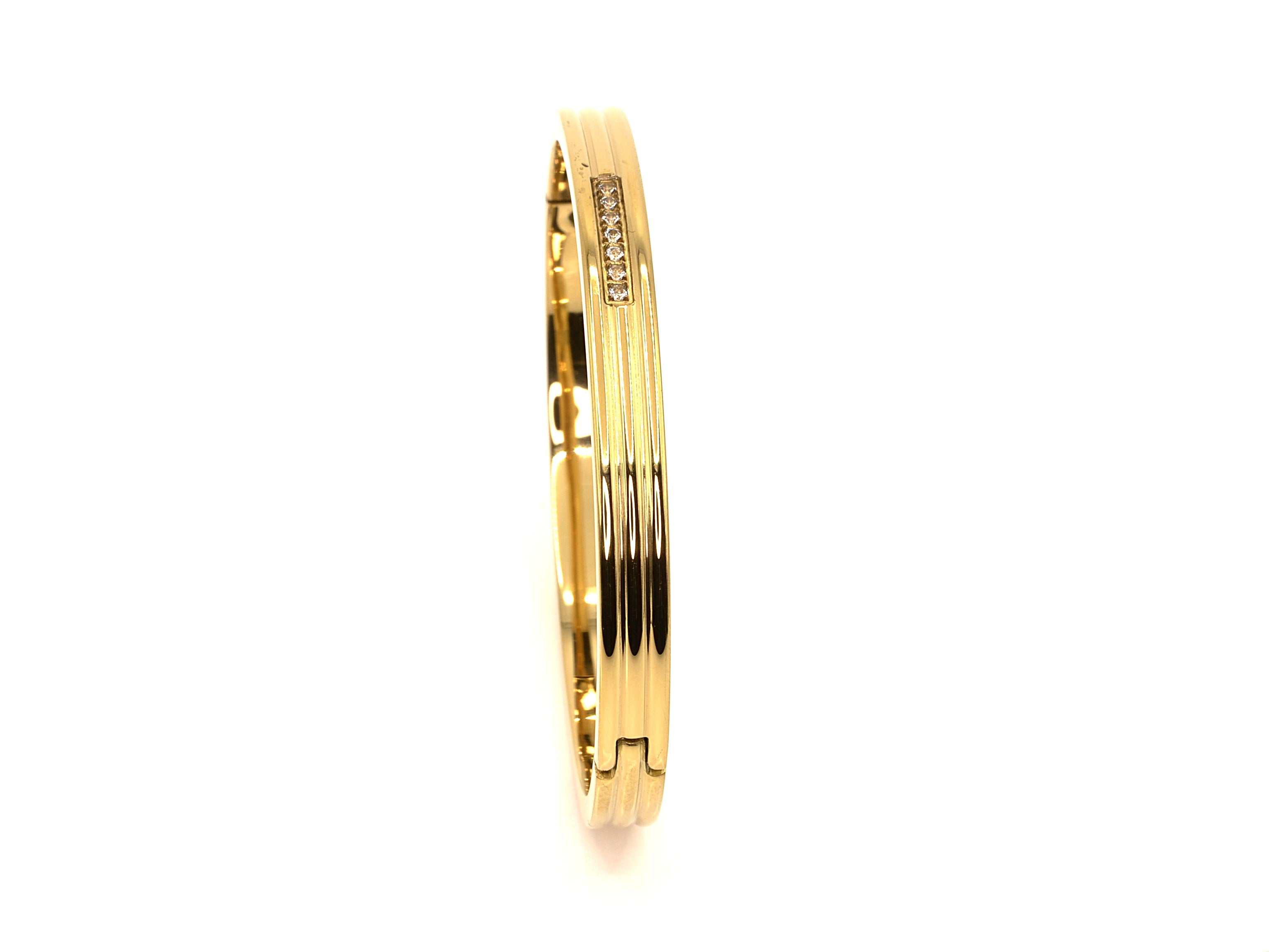 Armreif mit Zirkon - 18K Gold - B 6mm - Damen