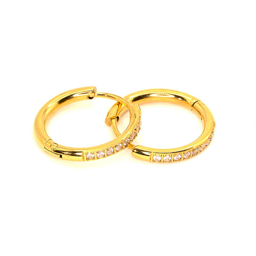 Creolen | 18K Gold - Pavé Hoops - 16mm - Damen