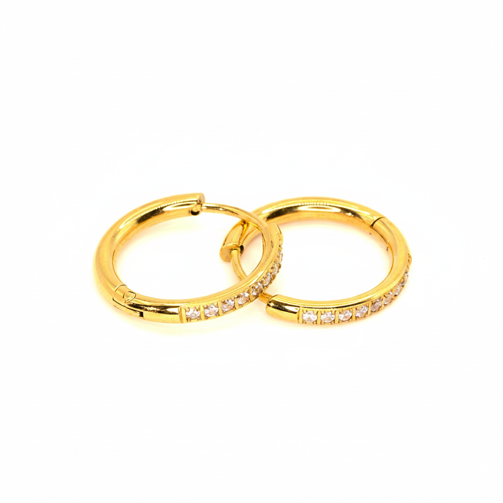 Creoles | 18K Gold - Pavé Hoops - 14mm - Women