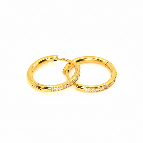 Creolen | 18K Gold - Pavé Hoops - 14mm - Damen