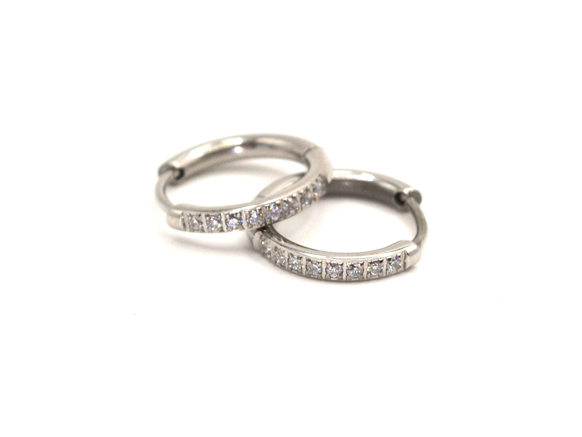 Creolen mit Zirkon - Silber - 14mm - Damen