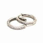 Hoop Earrings | Silver - Pave Hoops - 14mm - Women's