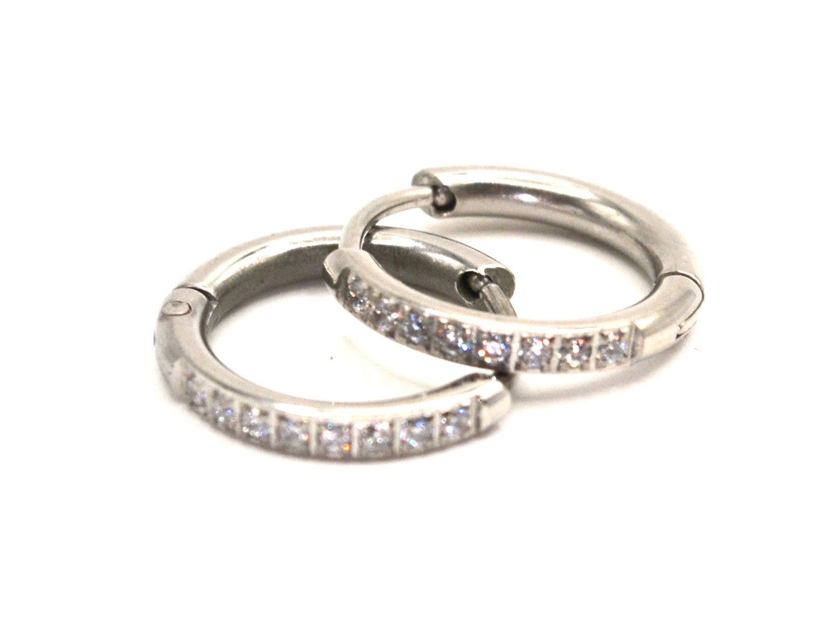 Creolen mit Zirkon - Silber - 14mm - Damen