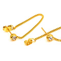 Earrings | 18K Gold - Dangling Studs - Zircon - Women