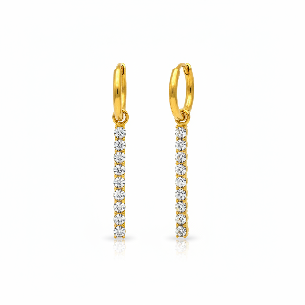 Hoop Earrings | Gold - Dangle - Zircon - Women's