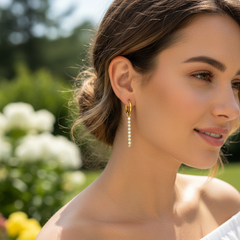 Creolen | Gold - Dangling Hoops - Zirkon - Damen