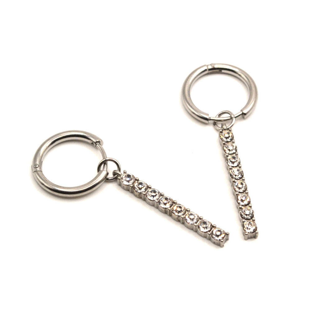 Hoop Earrings | Silver - Dangling Hoops - Zircon - Women