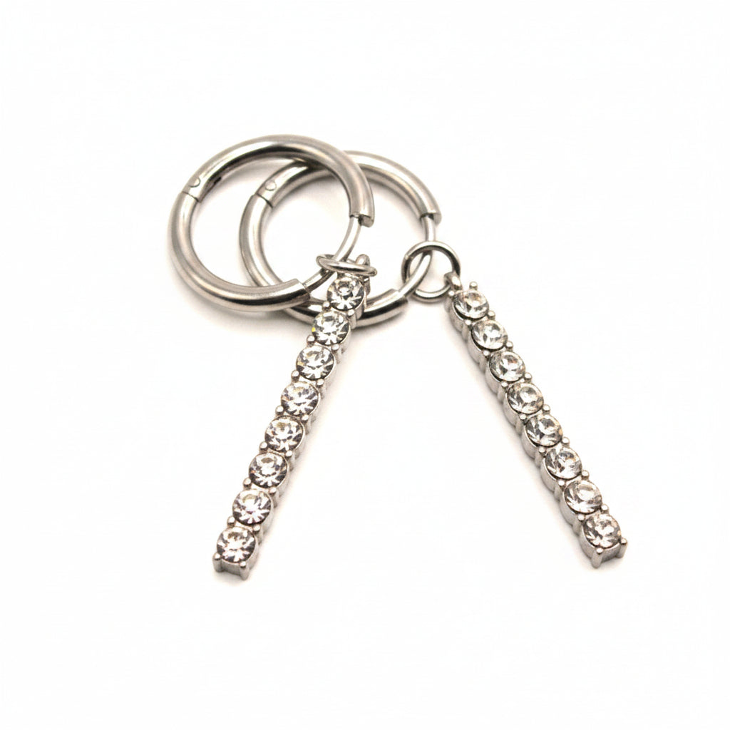 Hoop Earrings | Silver - Dangling Hoops - Zircon - Women