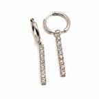 Hoop Earrings | Silver - Dangling Hoops - Zircon - Women