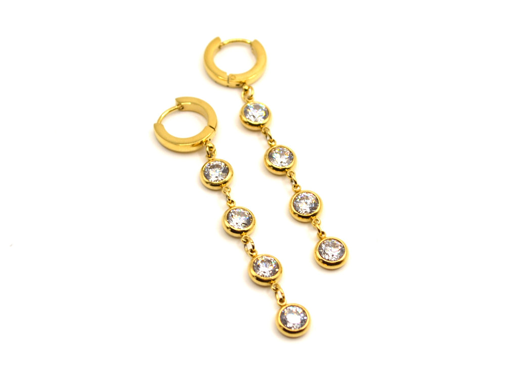 Earrings | Gold - Dangling Earrings - Zircon - Women's