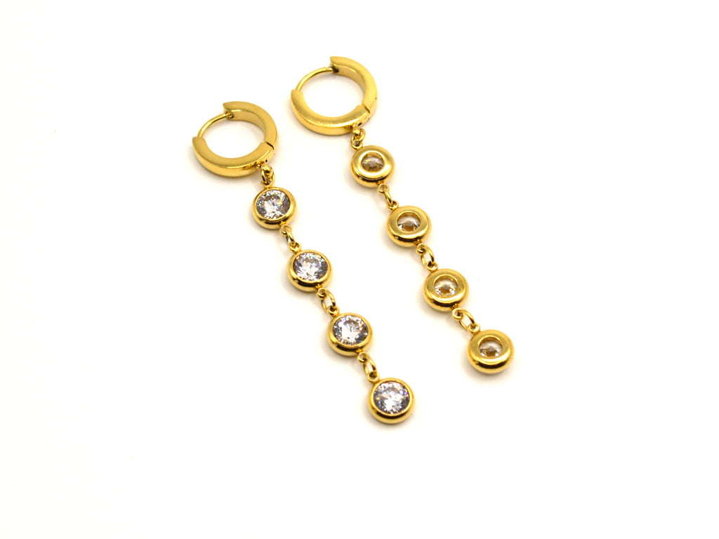 Earrings | Gold - Dangling Earrings - Zircon - Women's