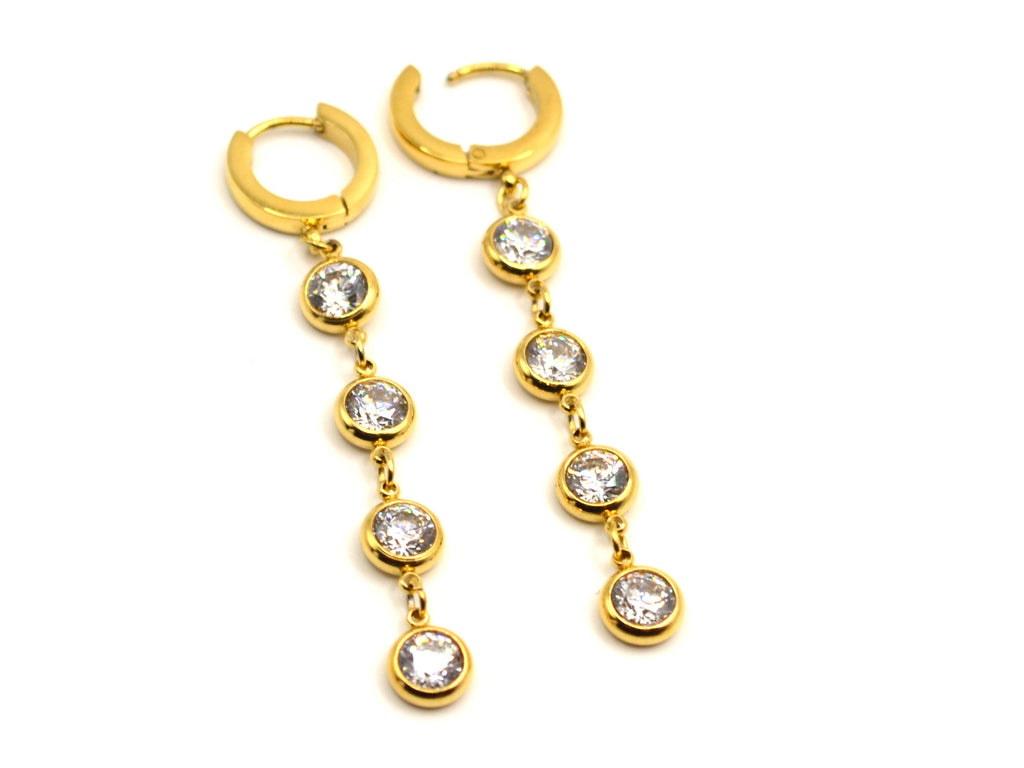 Earrings | Gold - Dangling Earrings - Zircon - Women's